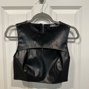 Black leather Missguided top size 6